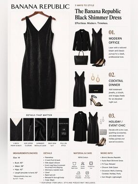 🖤 NWT Banana Republic Black Sleeveless V-Neck Dress Sx 14 🖤 Shift Dress